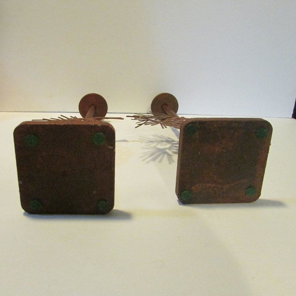 set of 2 metal pinecone candle holders cabin winter nature decor - Picture 10 of 10